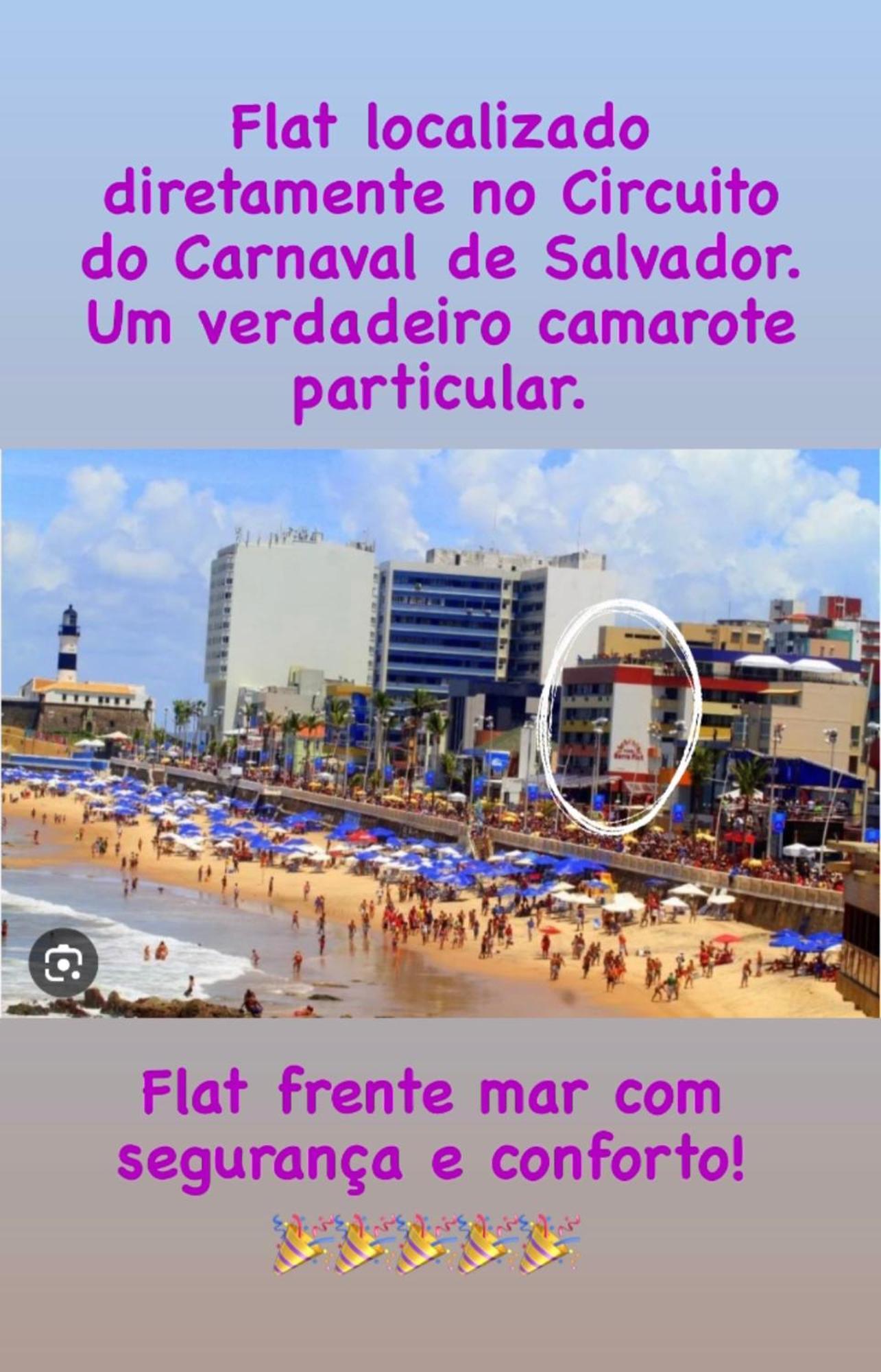 Belissimo Flat Direto Na Praia Da Barra - Flat Beira Mar No Circuito Do Carnaval Салвадор Екстер'єр фото